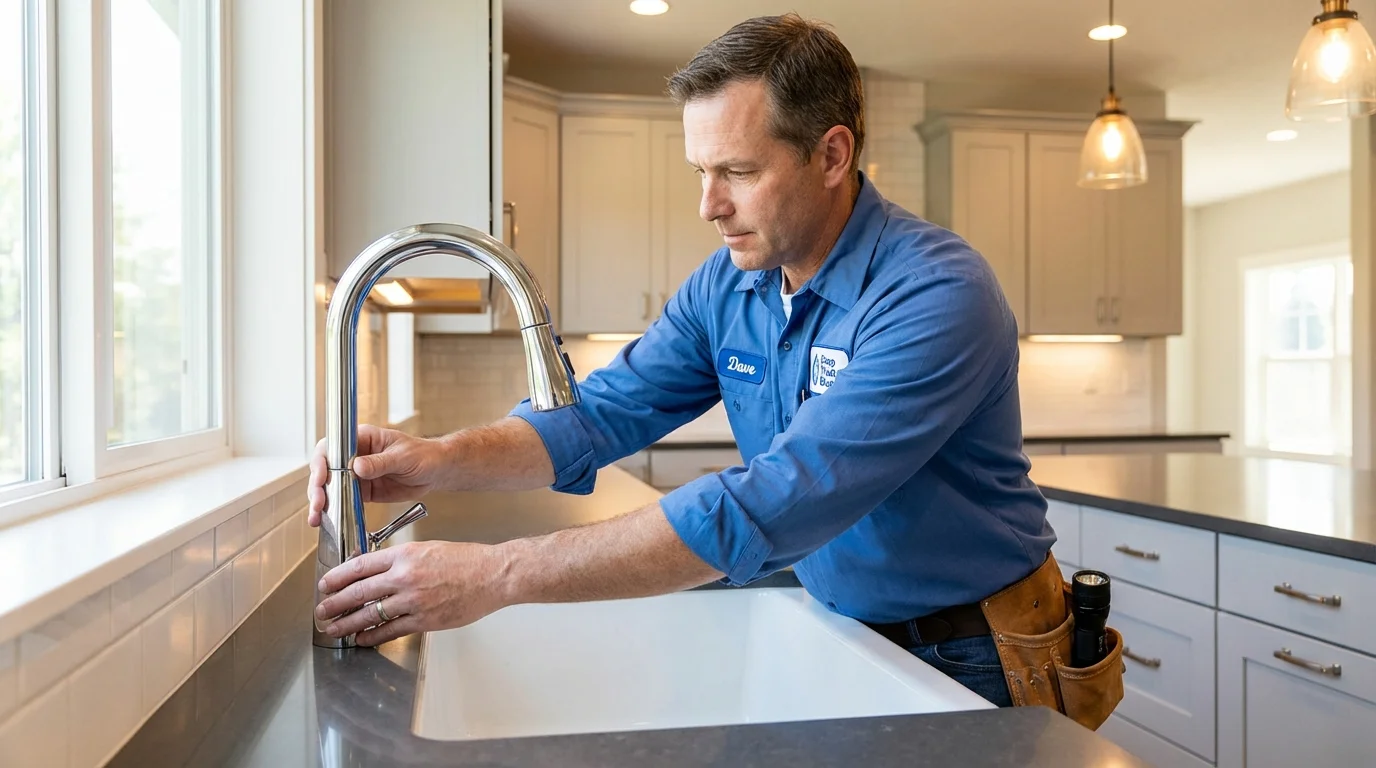 Kitchen faucet installation by Johns Plumbing LLC in Durham